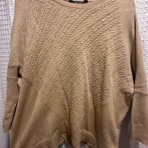 Simply Vera Vera Wang Beige Textured Knit Crew Neck Sweater